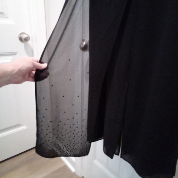 Dressbarn Petite Collection Size 8P Black Pants With Beaded Chiffon Panel - Picture 6 of 12